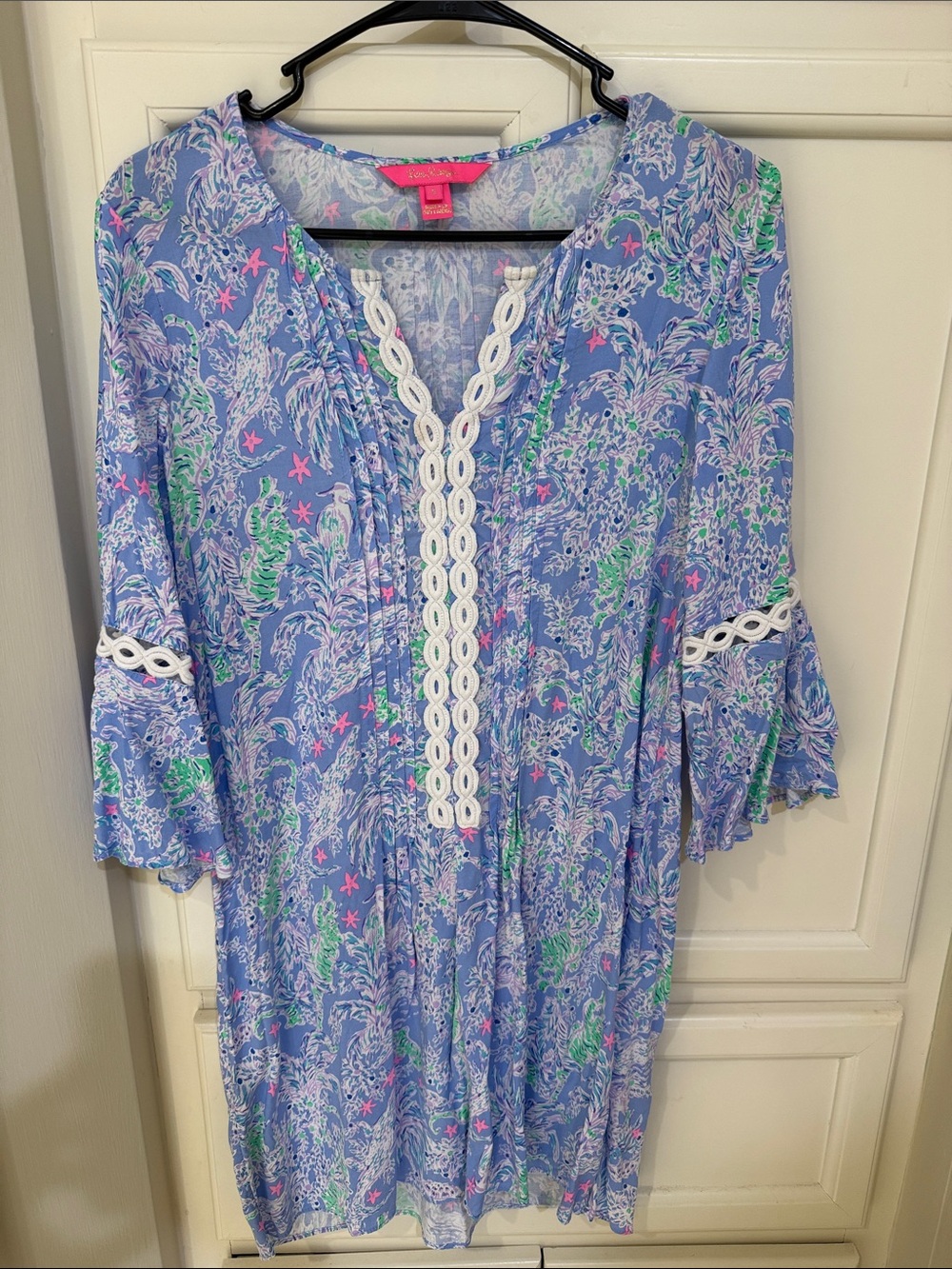 Lilly Pulitzer Lavender Floral Tunic with White Trim